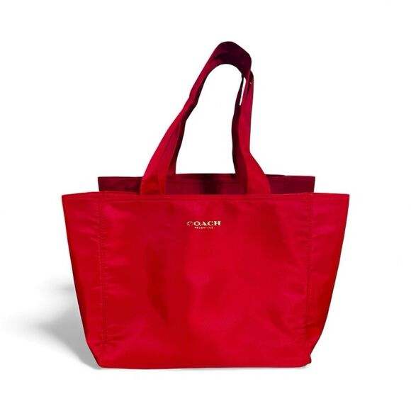 Coach Red Polyester Christmas Tote Fragrance Promo Gift-Ready Carryall EUC - Picture 1 of 8